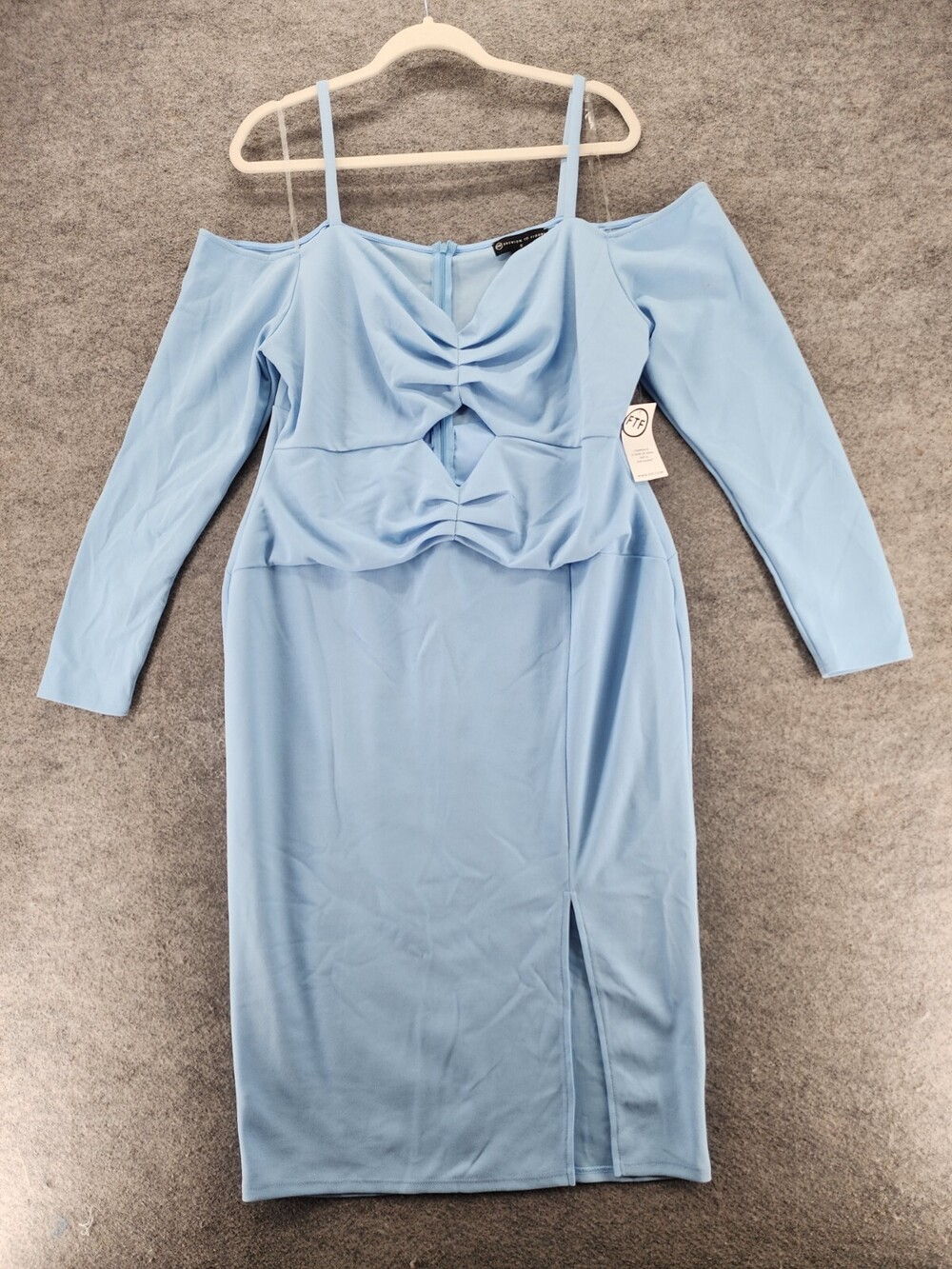 Fashion To Figure Dress Womens 2X Cold Shoulder Blue Rib Twist